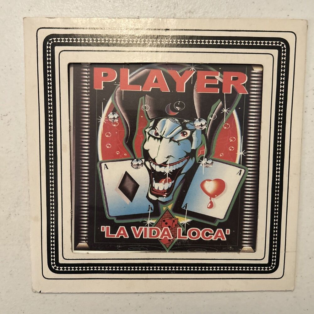 Vintage Player Carnival Prize Joker Fair Art Glass Picture Jester La Vida Loca